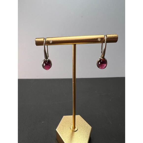 NEW Rubellite sterling silver dangle earrings 3.39 grams - Picture 10 of 11